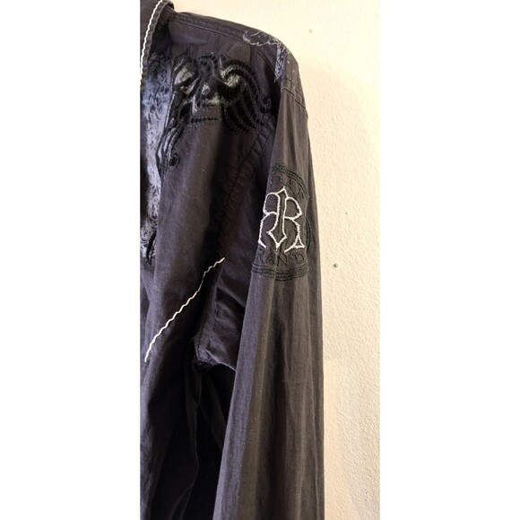 Roar Button Up Shirt Men’s Size L Affliction Style Embroidered Y2K Punk Biker - Picture 10 of 12